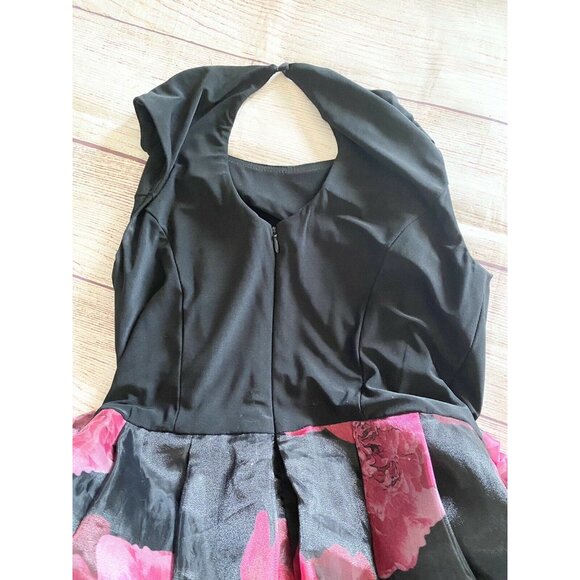 Eliza J Women's Jersey Black And Red Floral Ball Gown - 4 - Picture 12 of 13